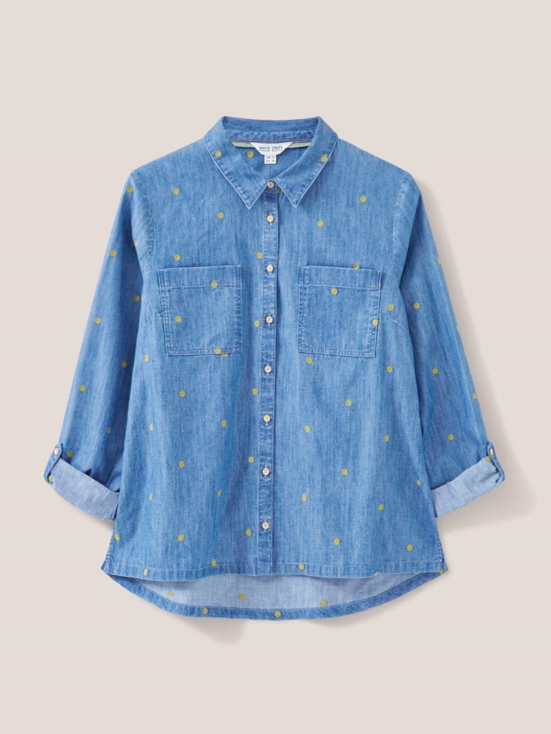 White Stuff Sophie Embroidered Shirt Denim Multi | 082395NYM