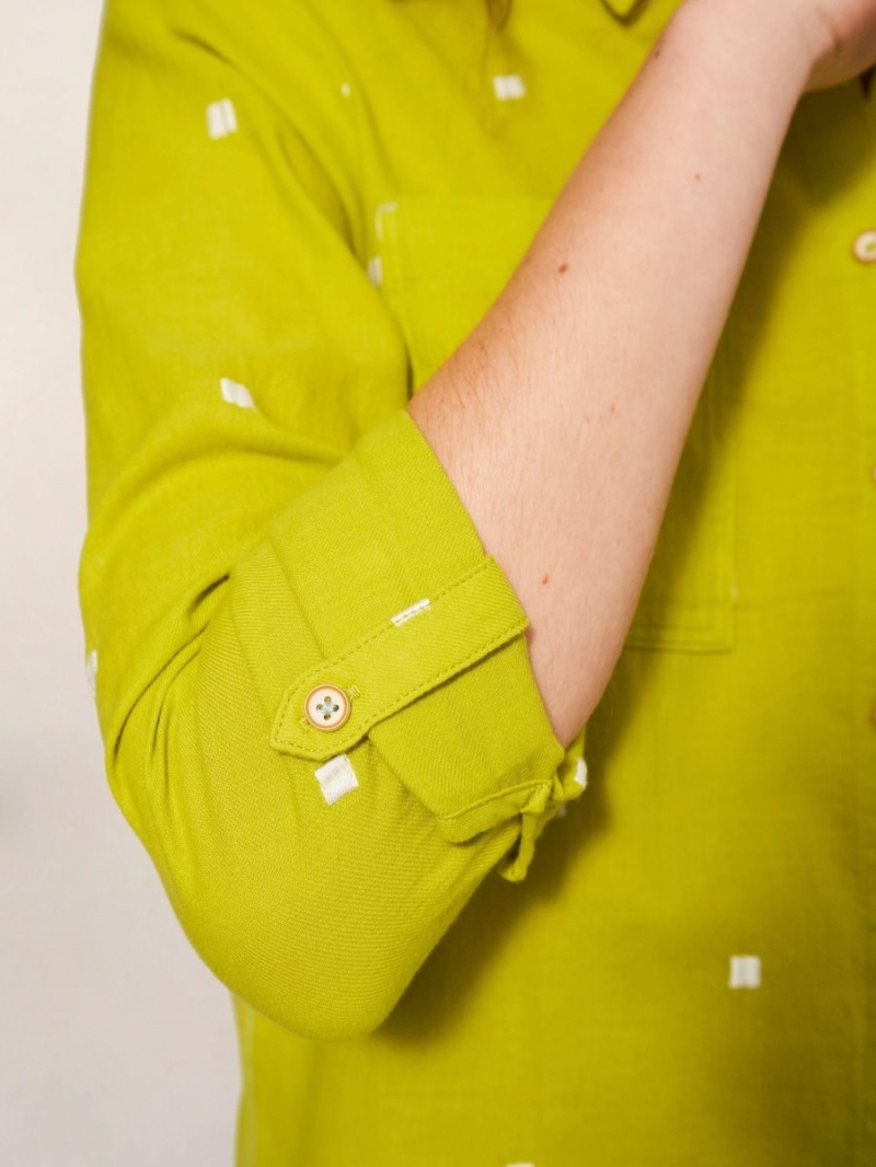 White Stuff Sophie Organic Cotton Shirt Chartreuse Multi | 631852HWC