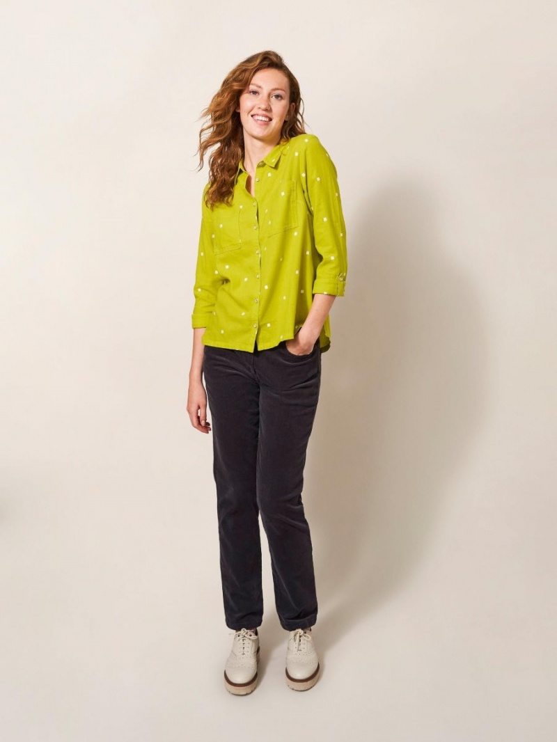 White Stuff Sophie Organic Cotton Shirt Chartreuse Multi | 631852HWC