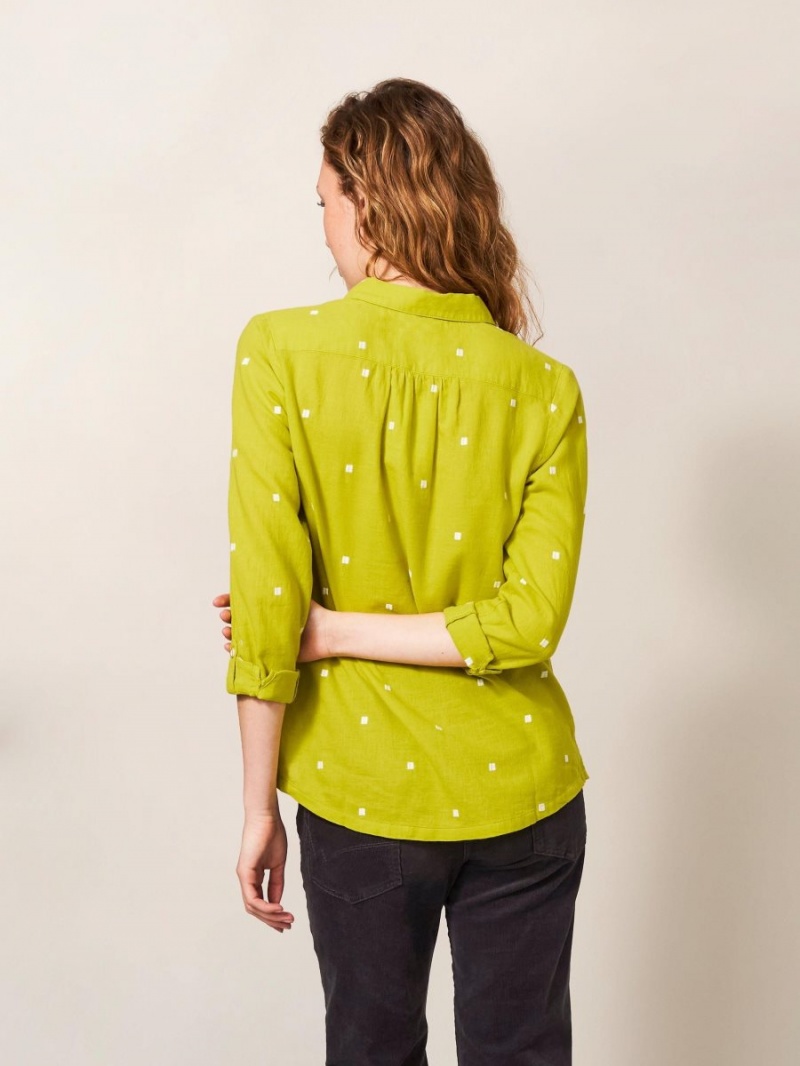 White Stuff Sophie Organic Cotton Shirt Chartreuse Multi | 631852HWC