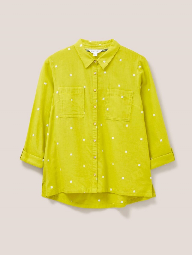 White Stuff Sophie Organic Cotton Shirt Chartreuse Multi | 631852HWC