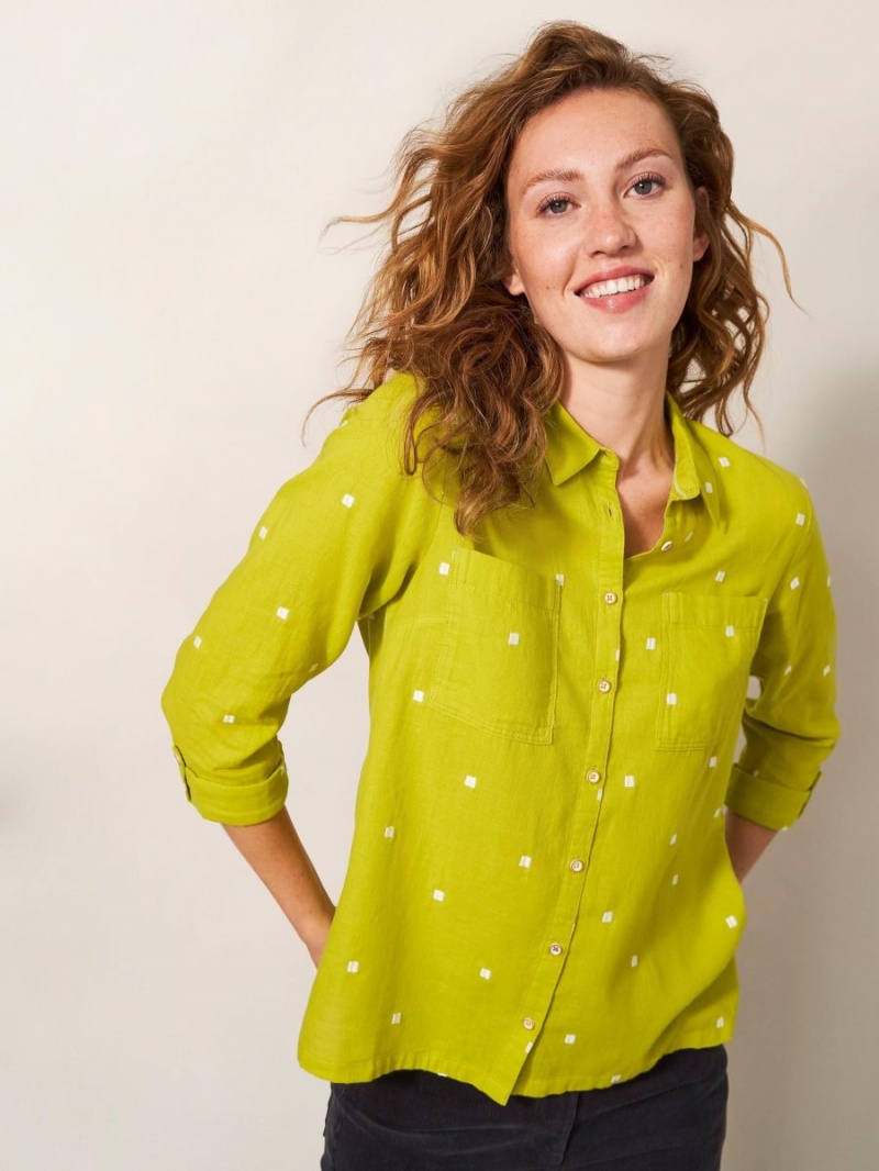 White Stuff Sophie Organic Cotton Shirt Chartreuse Multi | 631852HWC