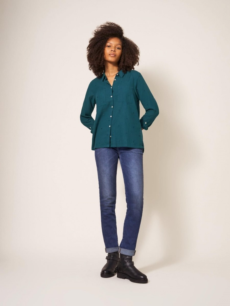 White Stuff Sophie Organic Cotton Shirt Dk Teal | 791650LZH