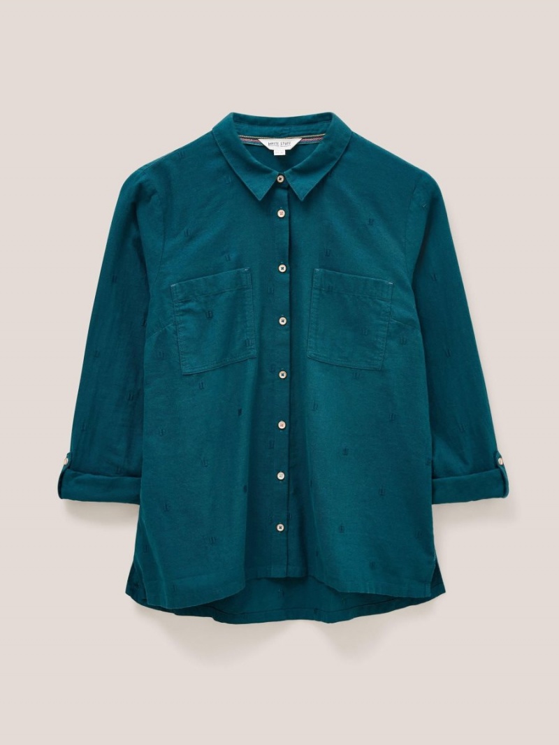 White Stuff Sophie Organic Cotton Shirt Dk Teal | 791650LZH