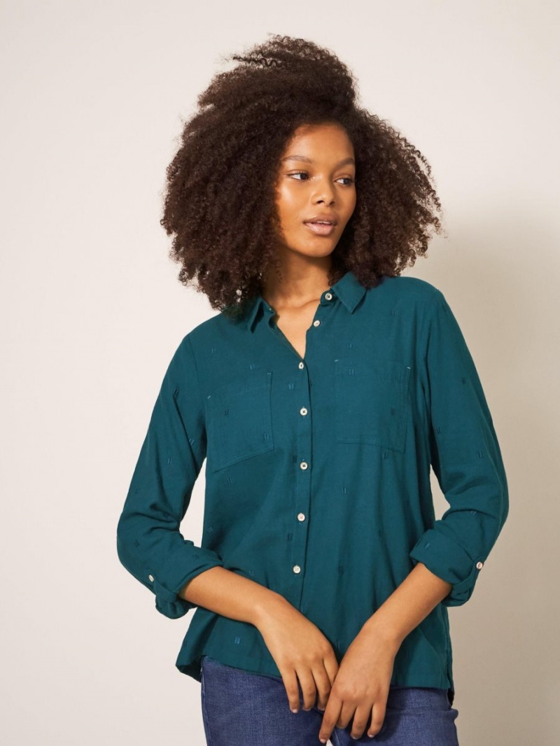 White Stuff Sophie Organic Cotton Shirt Dk Teal | 791650LZH