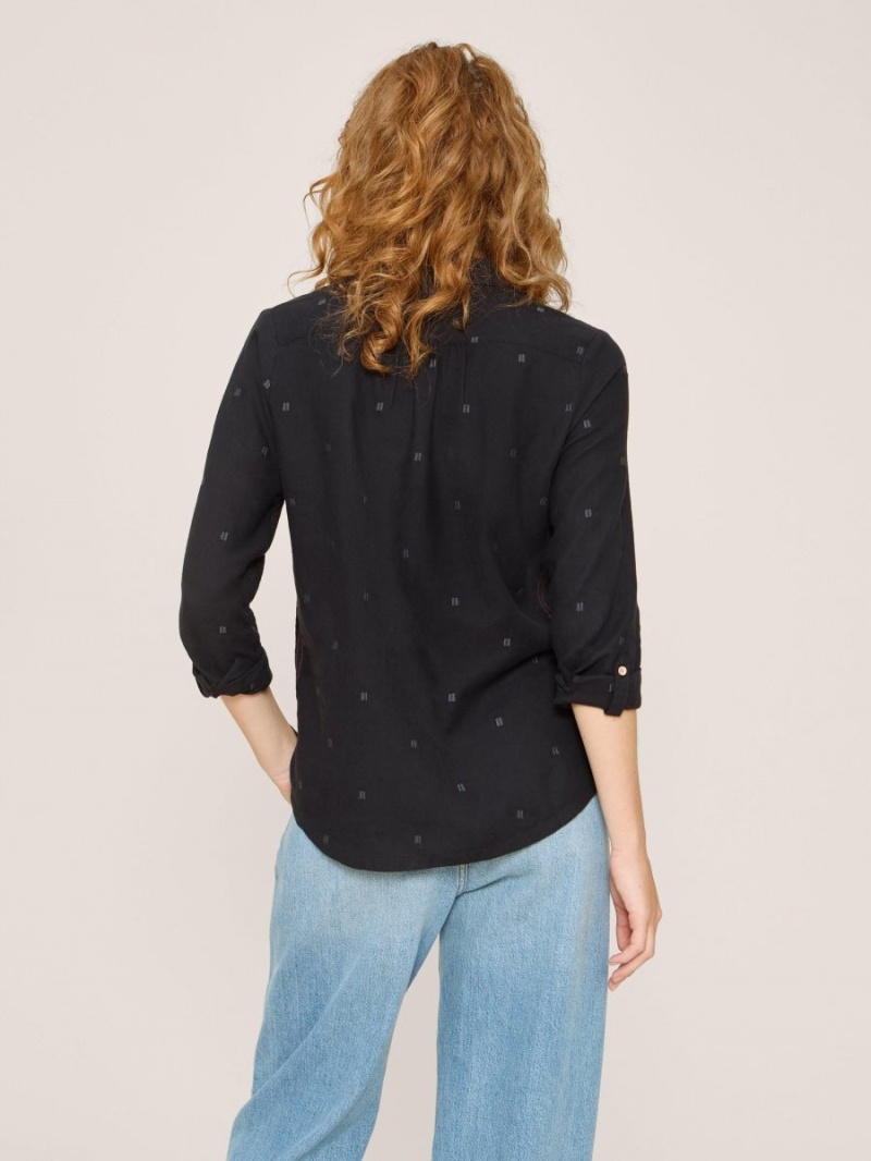 White Stuff Sophie Organic Cotton Shirt Pure Black | 984613NWY