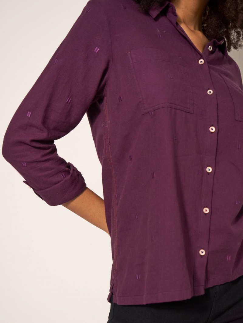 White Stuff Sophie Organic Cotton Shirt Dk Plum | 987052BRW