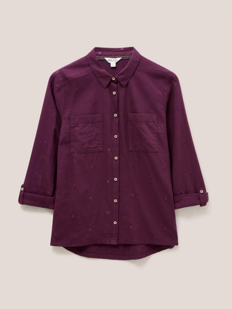 White Stuff Sophie Organic Cotton Shirt Dk Plum | 987052BRW