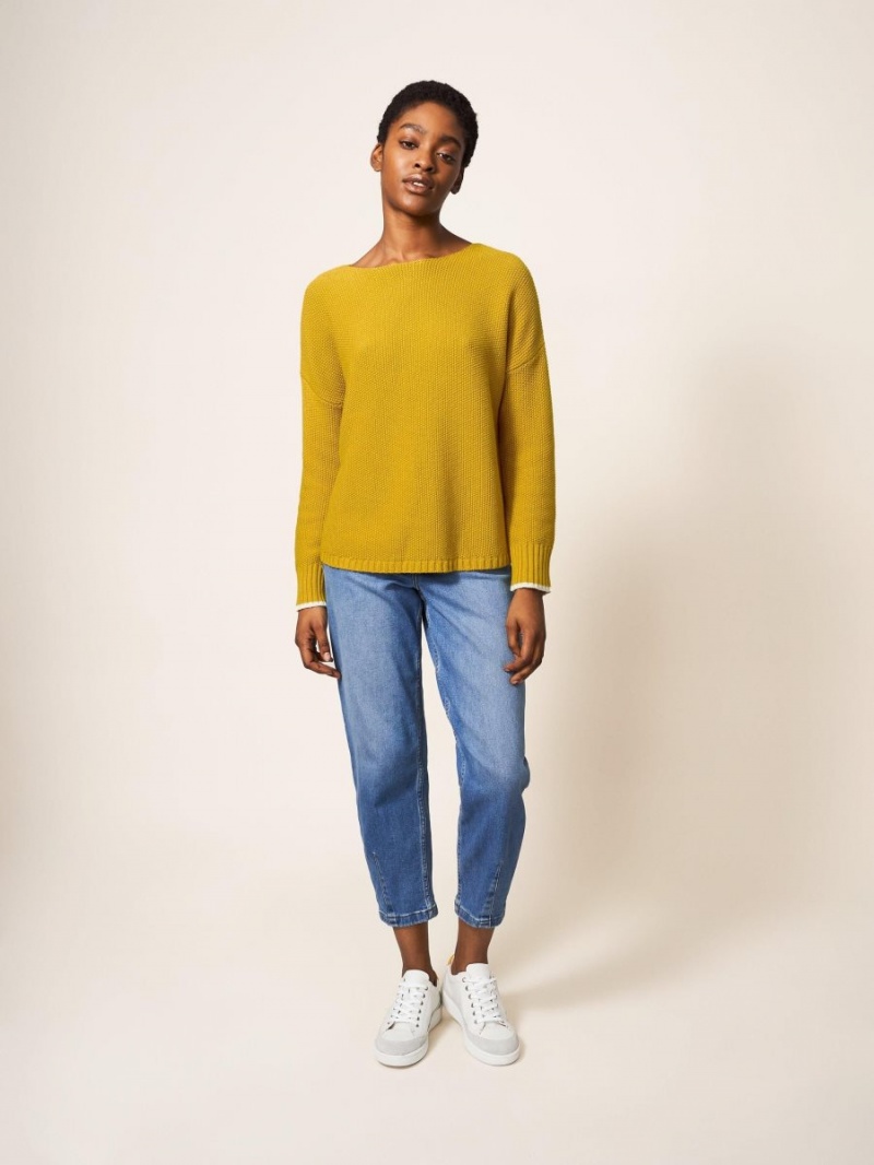 White Stuff Southbank Jumper Dark Chartreuse | 914265GZN