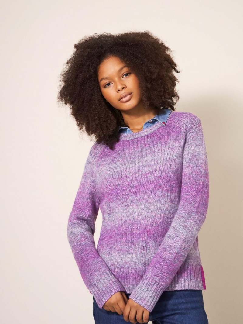 White Stuff Space Dye Wool Jumper Purple Multi | 061974HZJ