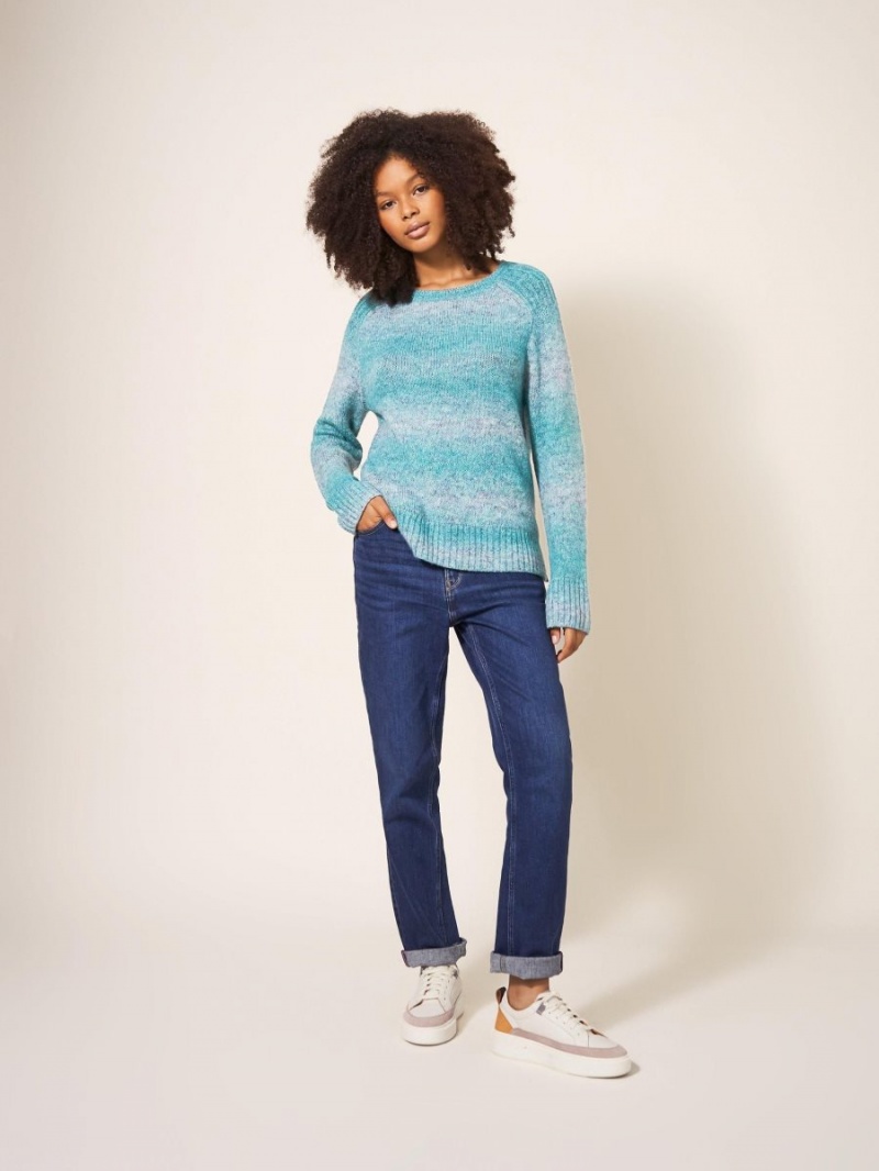 White Stuff Space Dye Wool Jumper Teal Multi | 592073VKJ