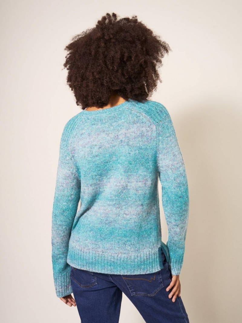 White Stuff Space Dye Wool Jumper Teal Multi | 592073VKJ