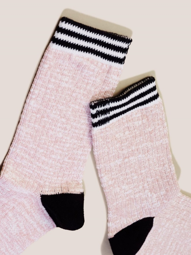 White Stuff Sport Rib Socks Pink Multi | 639740ZVD