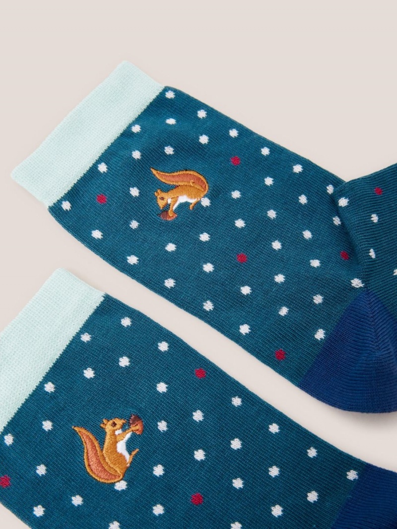 White Stuff Squirrel Spot Ankle Socks Blue Multi | 753628KLH