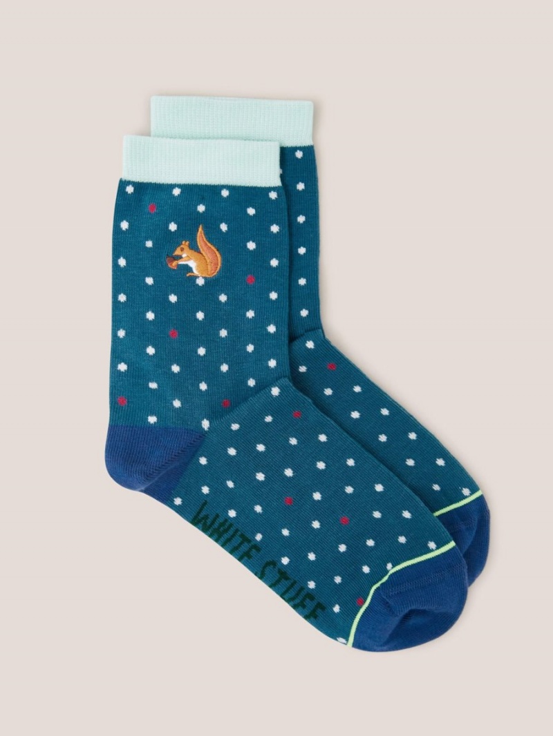 White Stuff Squirrel Spot Ankle Socks Blue Multi | 753628KLH