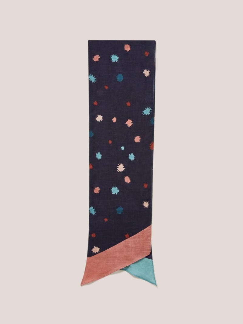 White Stuff Starburst Print Skinny Scarf Black Multi | 967408KIN