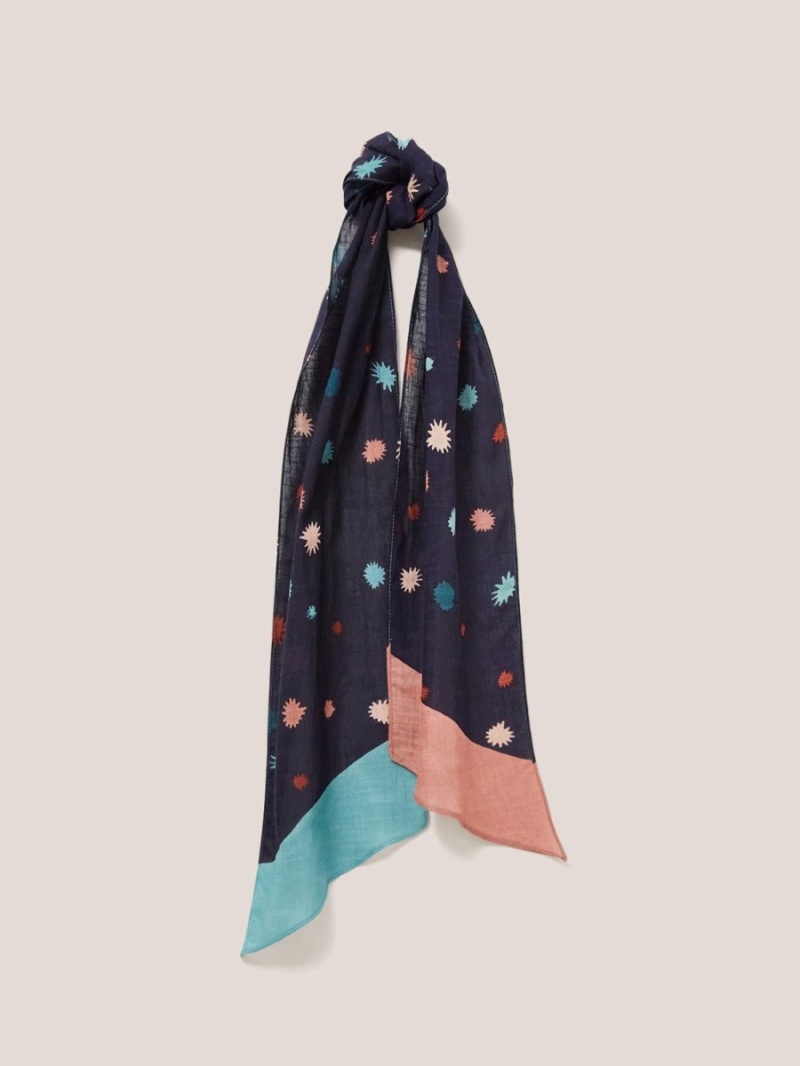 White Stuff Starburst Print Skinny Scarf Black Multi | 967408KIN