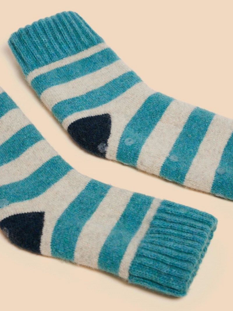 White Stuff Striped Loopback Cosy Sock Blue Multi | 356947HPN