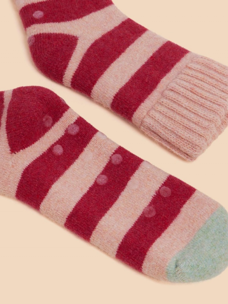 White Stuff Striped Loopback Cosy Sock Pink Multi | 021897TVU