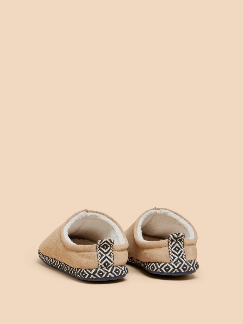 White Stuff Suede Borg Mule Slipper Light Tan | 830526VJI