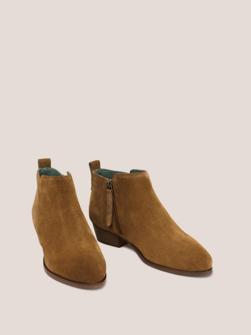 White Stuff Suede Willow Ankle Boot Dark Tan | 870651CFT