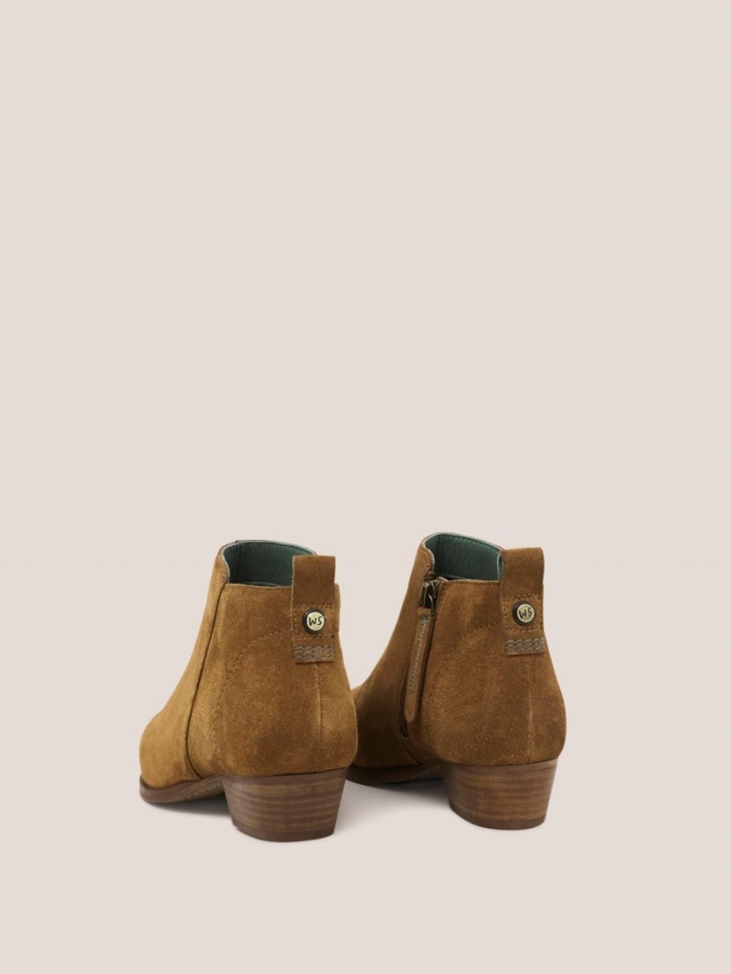 White Stuff Suede Willow Ankle Boot Dark Tan | 870651CFT