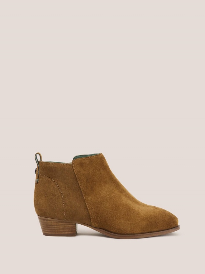 White Stuff Suede Willow Ankle Boot Dark Tan | 870651CFT