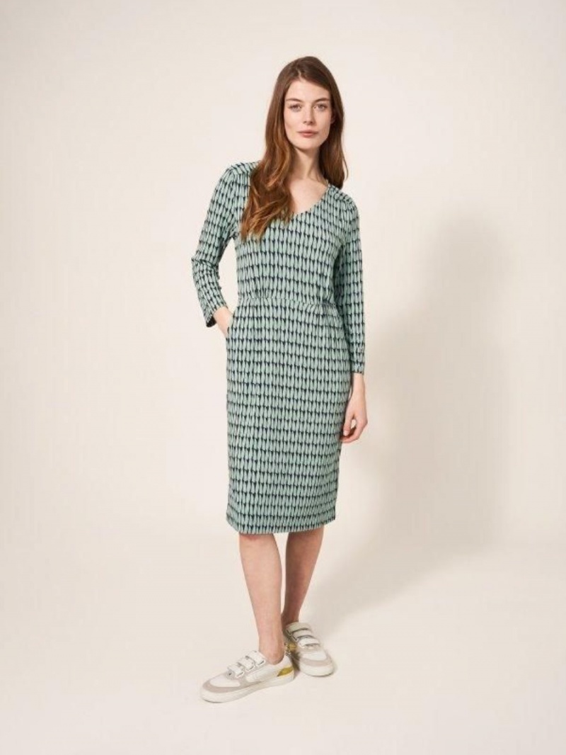 White Stuff Tallie Dress Green Multi | 380674HOE