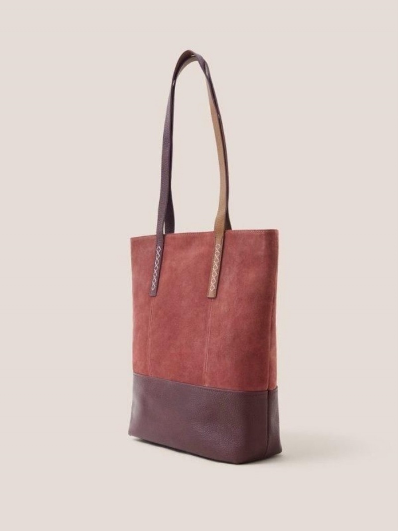 White Stuff Tara Leather Tote Bag Deep Red | 809356DLY