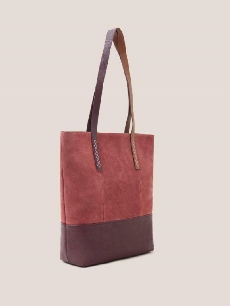 White Stuff Tara Leather Tote Bag Deep Red | 809356DLY