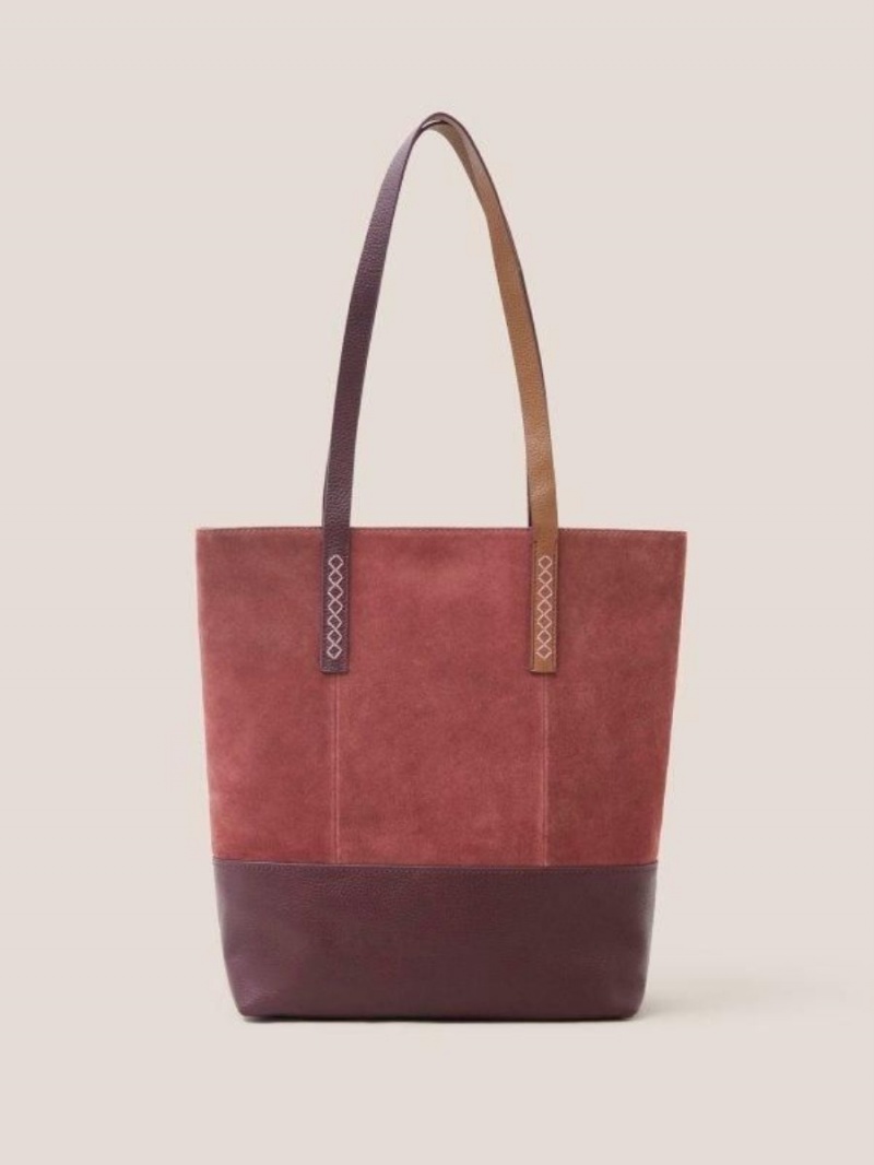 White Stuff Tara Leather Tote Bag Deep Red | 809356DLY