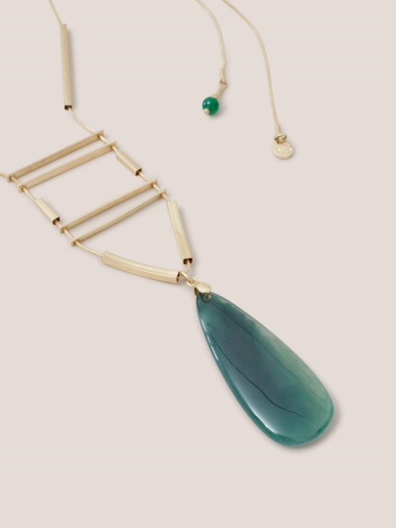 White Stuff Teardrop Stone Necklace Green Multi | 869057JRP