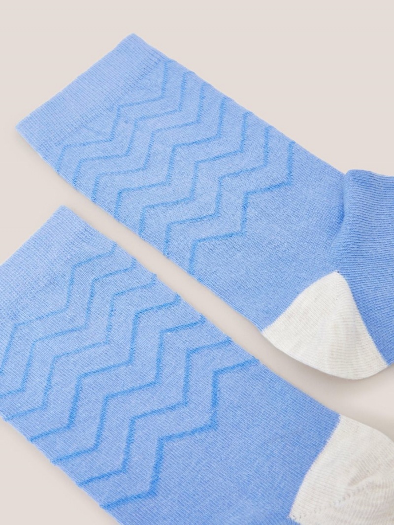 White Stuff Textured Zigzag Ankle Socks Blue Multi | 496038ENG