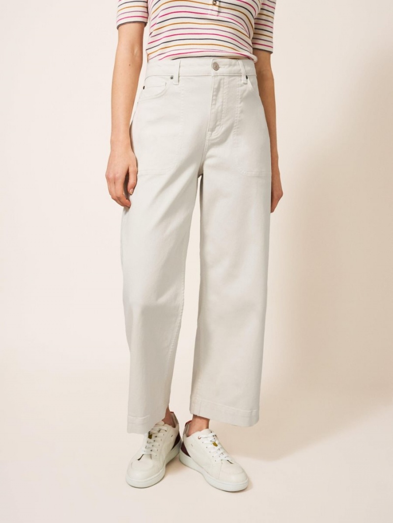 White Stuff Tia Wide Leg Cropped Jean Light Natural | 068357CZS