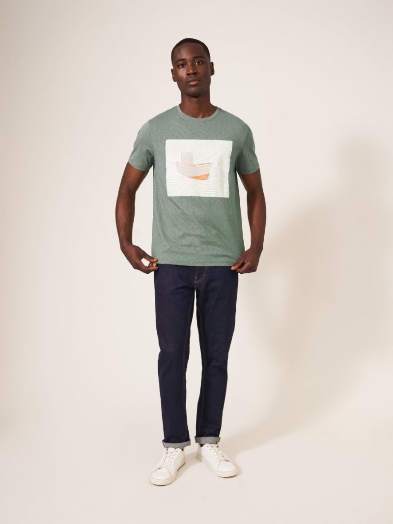 White Stuff Trawler Graphic Tshirt Dusty Green | 846197TYX