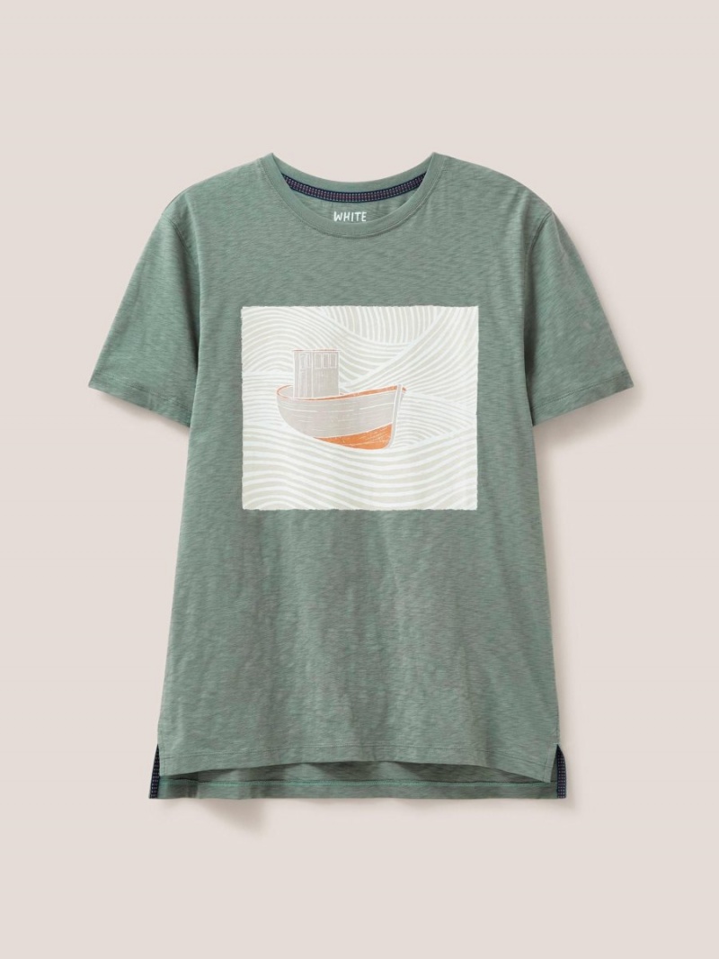 White Stuff Trawler Graphic Tshirt Dusty Green | 846197TYX