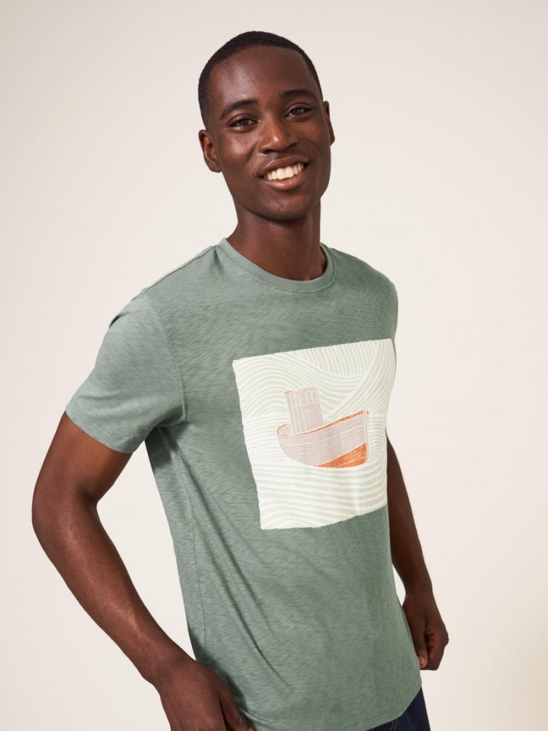 White Stuff Trawler Graphic Tshirt Dusty Green | 846197TYX