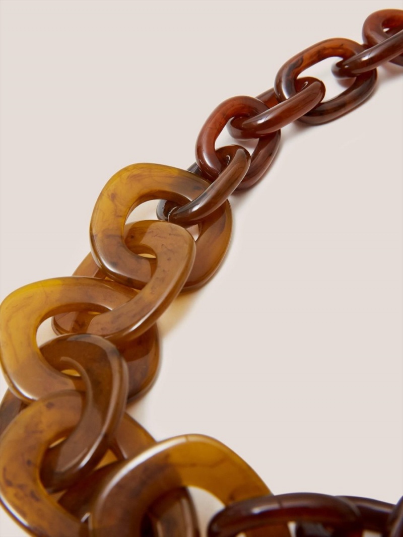 White Stuff Tulip Resin Chain Necklace Brown Multi | 156832ANM