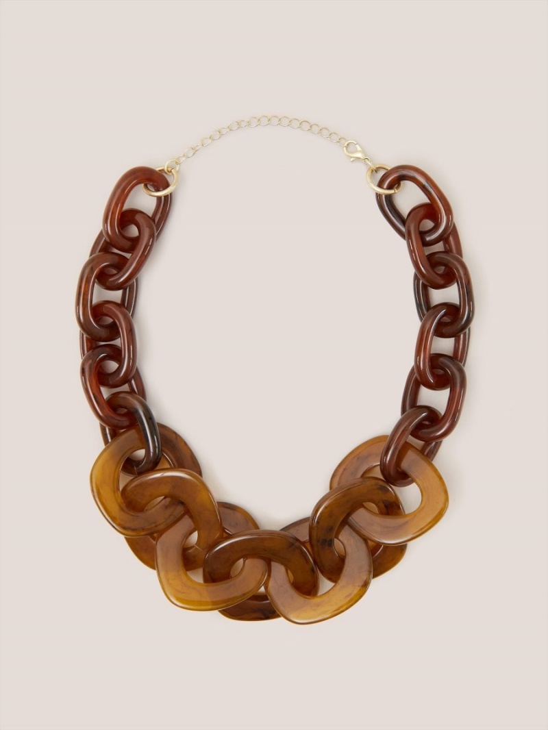 White Stuff Tulip Resin Chain Necklace Brown Multi | 156832ANM