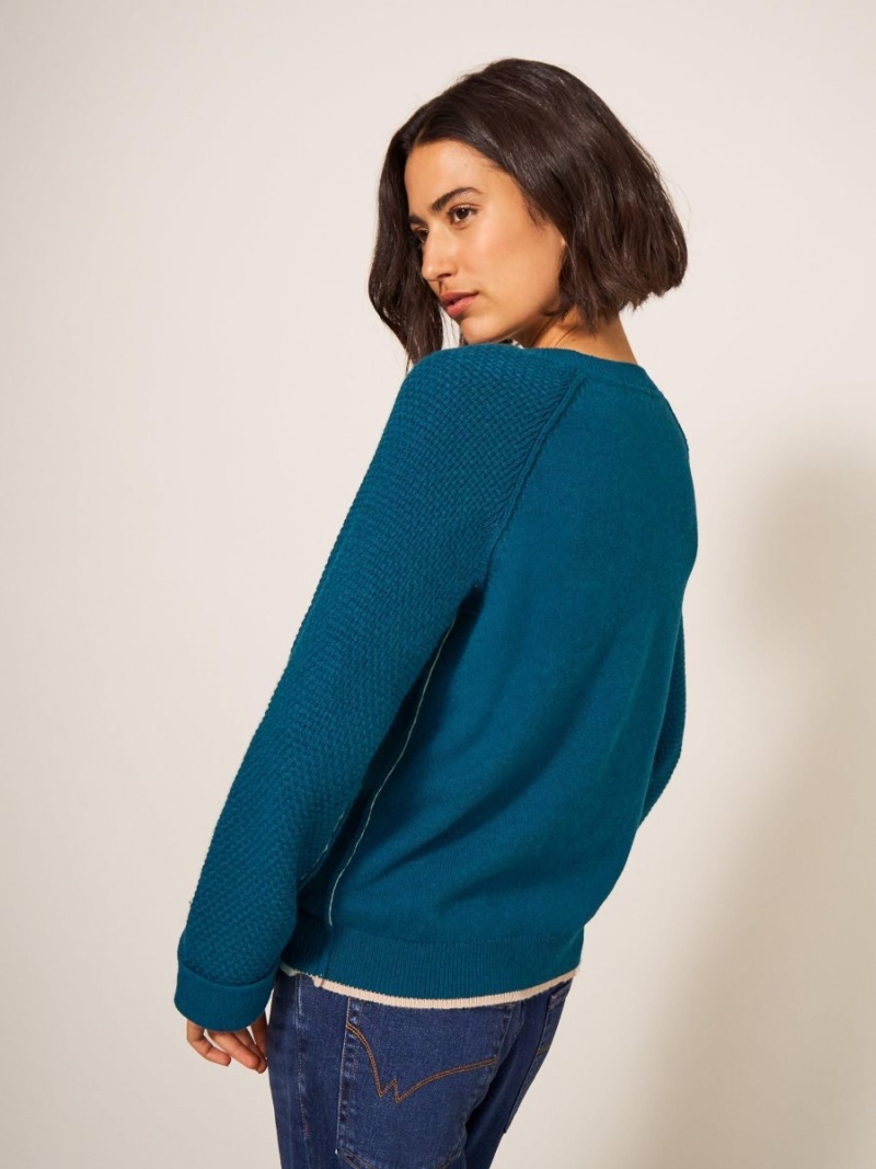 White Stuff Tyne Crew Neck Jumper Dk Teal | 749162QKX