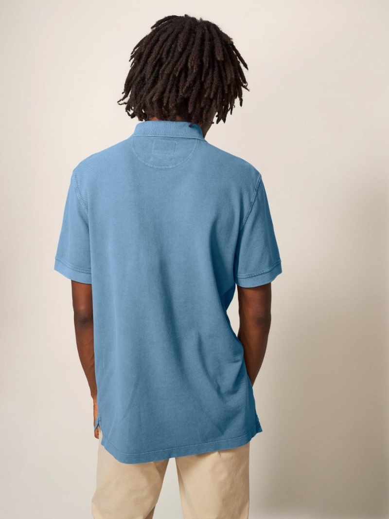 White Stuff Utility Polo Chambray Blue | 492105IEP