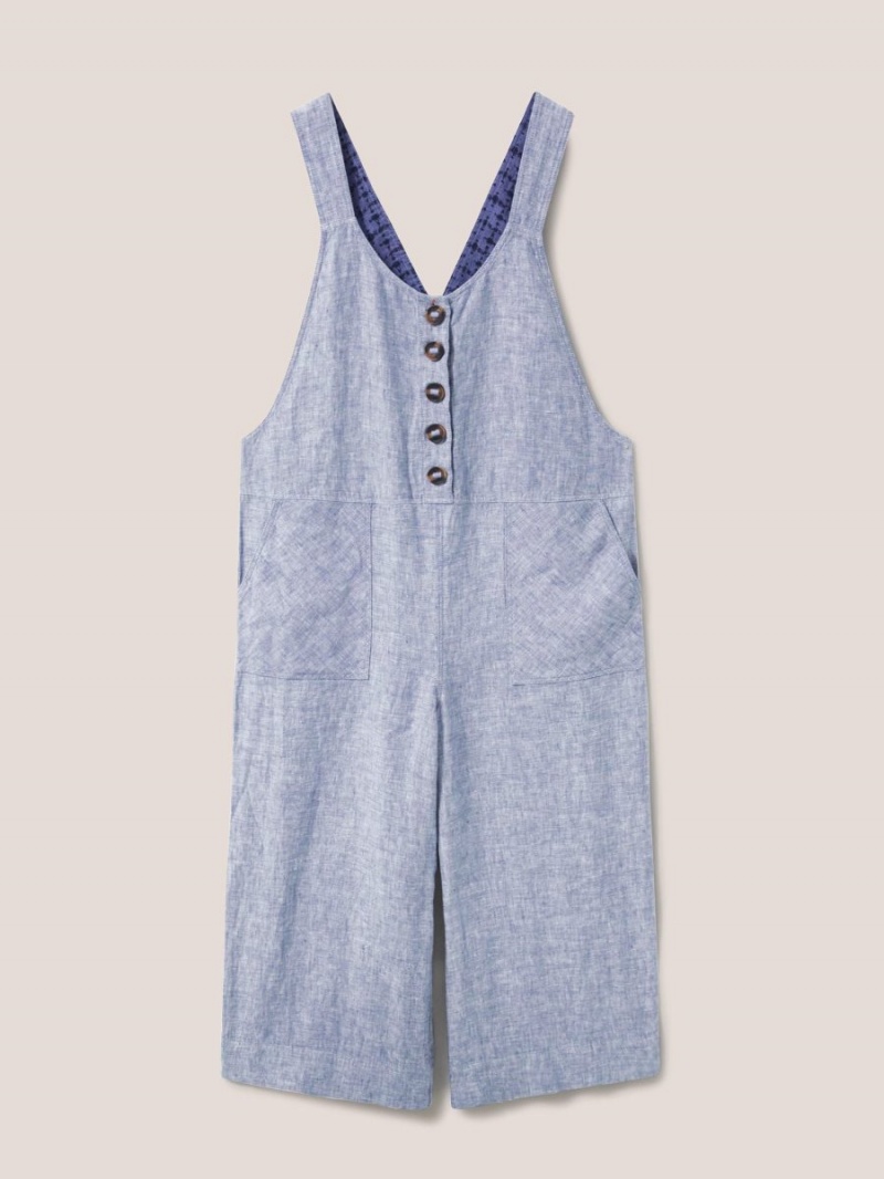 White Stuff Viola Linen Dungaree Chambray Blue | 863405HKW