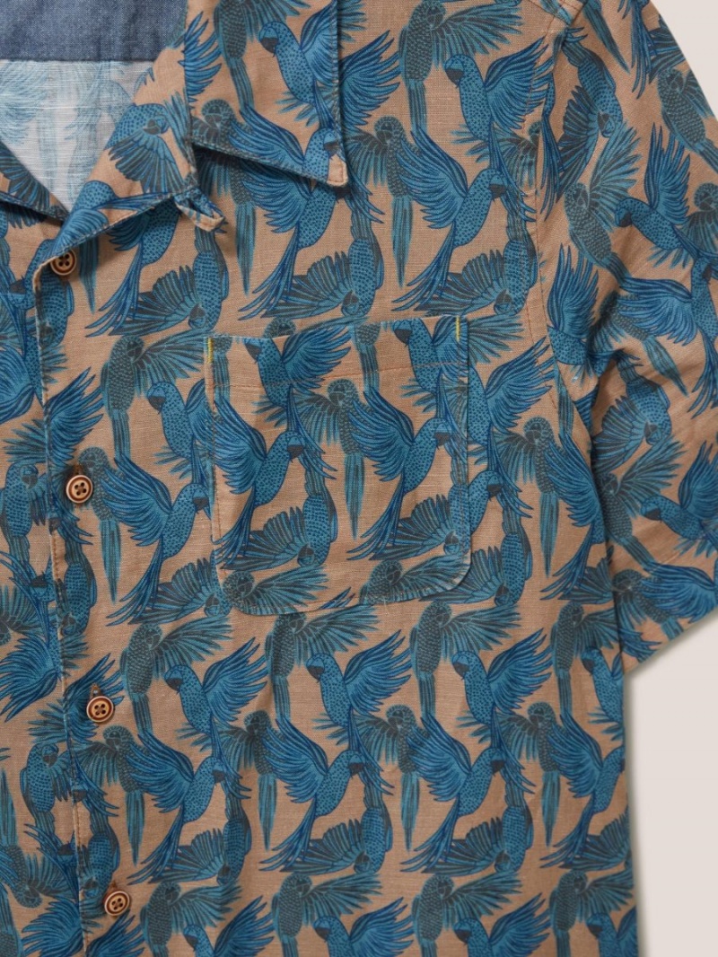 White Stuff Waving Parrot Printed Ss Shirt Mid Pink | 428157SZB