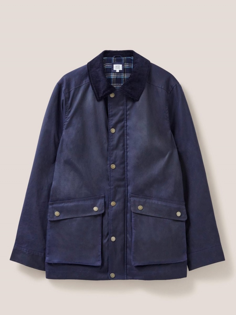 White Stuff Waxed Jacket Dark Navy | 659134PFB