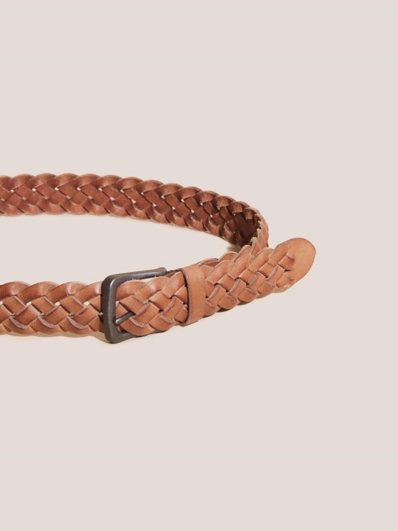 White Stuff Weave Leather Belt Mid Tan | 023461JQM