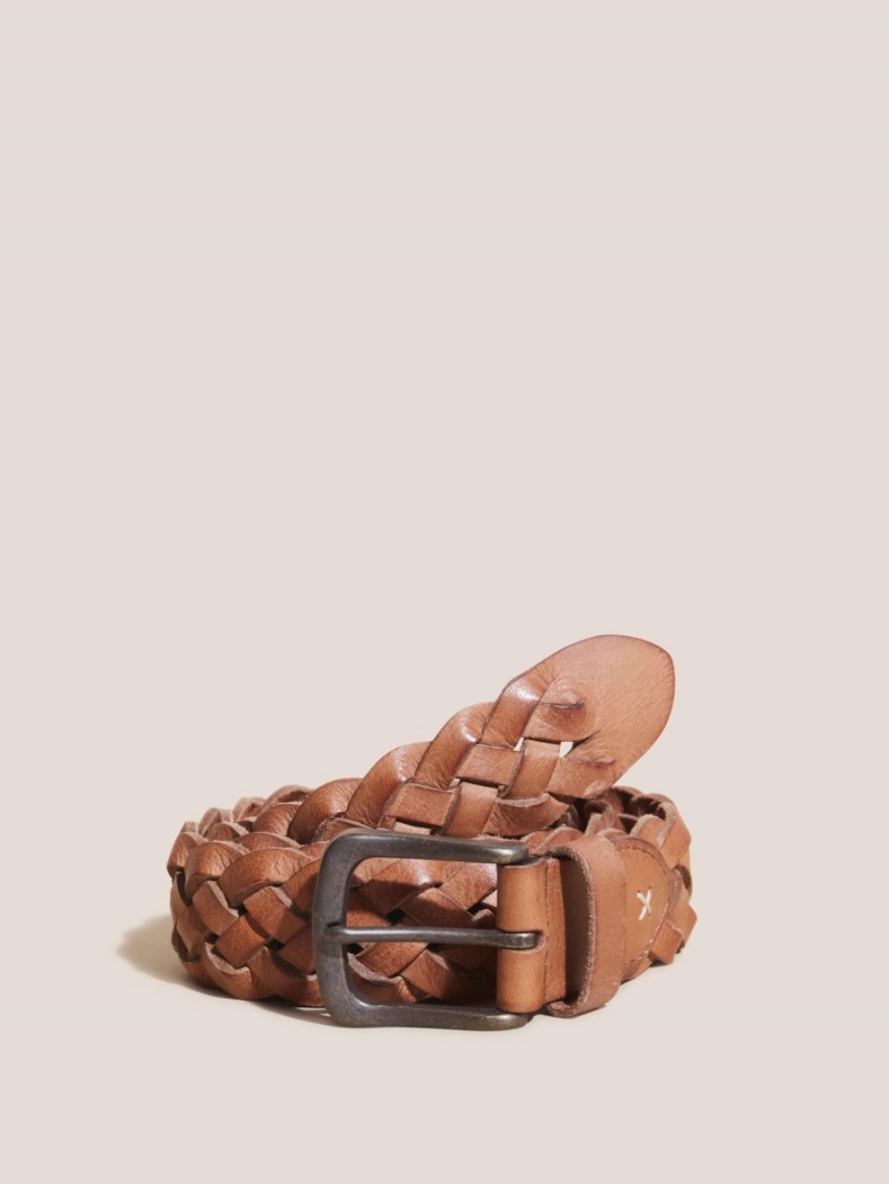 White Stuff Weave Leather Belt Mid Tan | 023461JQM