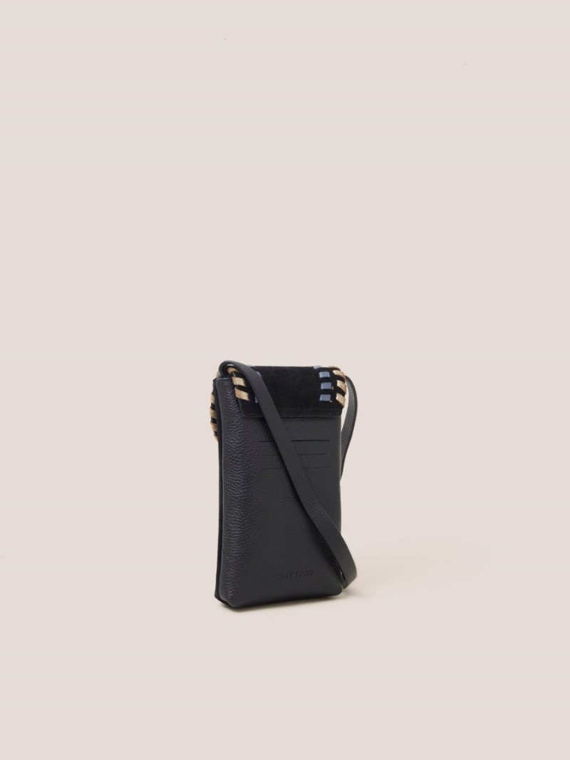 White Stuff Whipstitch Leather Phone Bag Black Multi | 328509AWO