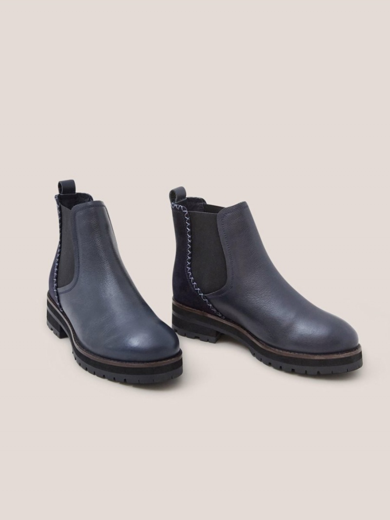 White Stuff Wide Fit Leather Chelsea Boot Dark Navy | 371426NRX