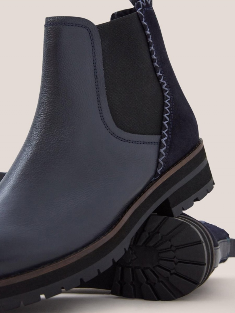 White Stuff Wide Fit Leather Chelsea Boot Dark Navy | 371426NRX