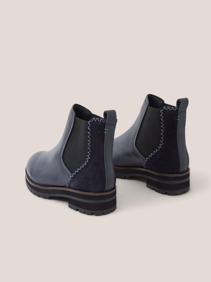 White Stuff Wide Fit Leather Chelsea Boot Dark Navy | 371426NRX